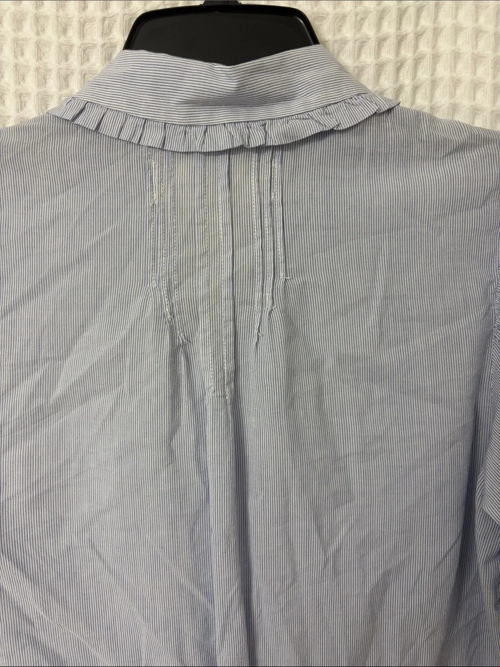 Trovata Birds of Paradis Ruffle Collar Pinstripe Micro Stripe Gemma Blouse XS - Picture 5 of 6